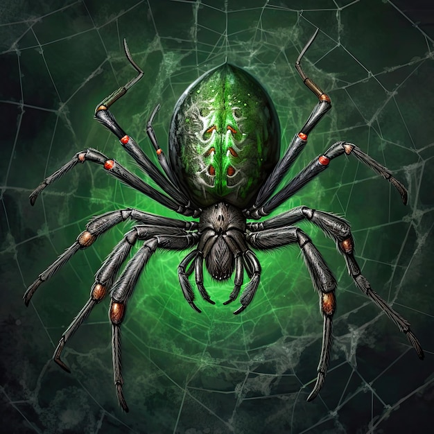 spider with green markings