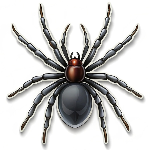 a spider with a red face is shown on a white background