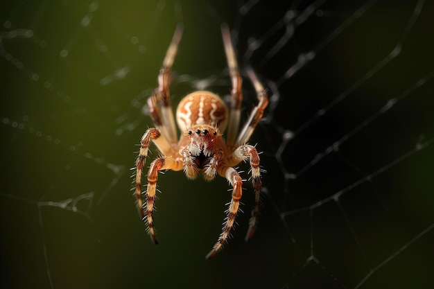 A spider with a small head that has a small eye on it.