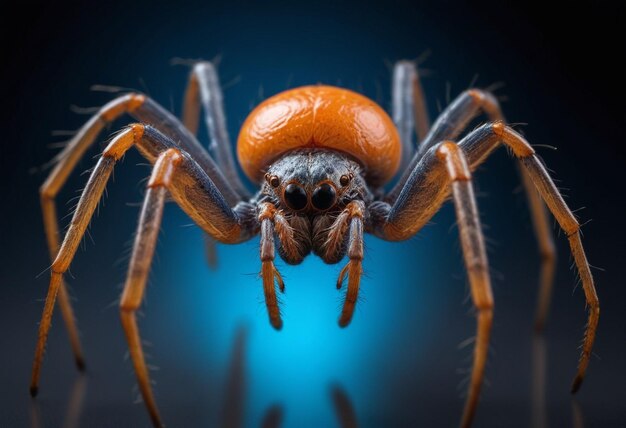 a spider with a spider on its face is shown