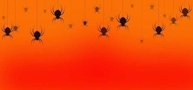 Spiders descend on an orange background