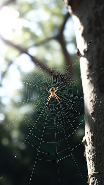 Photo spiderweb with spider in the center