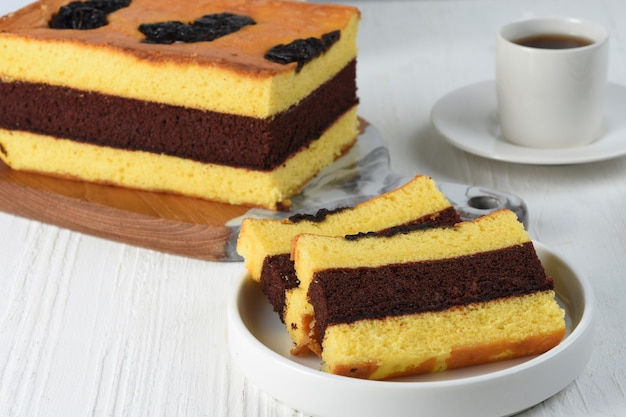 spiku or  lapis surabya or three layers of sponge cake made from lots of egg yolks