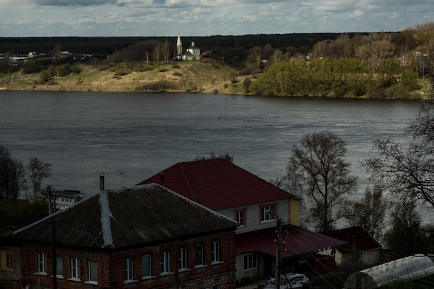 Spill of the Volga River in Tutaev Yaroslavl Region