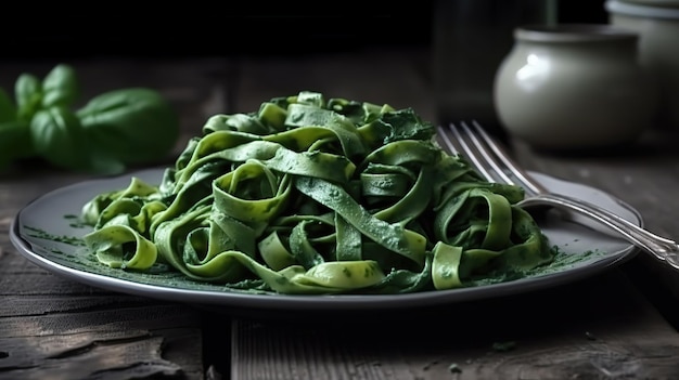 Spinach Fettuccine Generative Ai