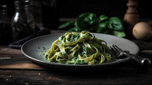 Spinach Fettuccine Generative Ai