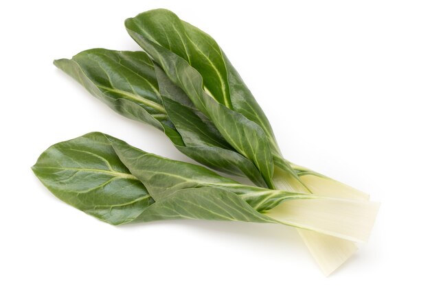 Spinach leaves against white surface