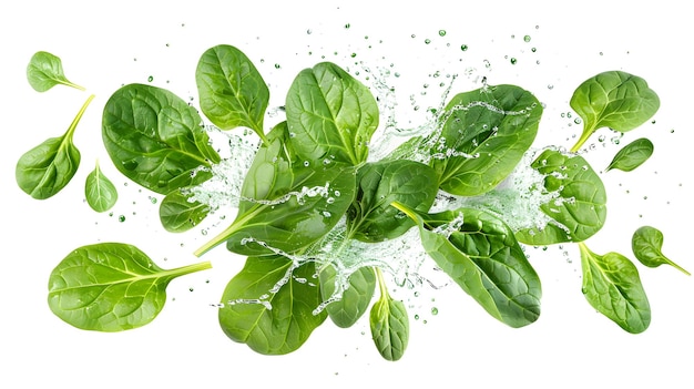 Spinach in a vibrant splash isolated on white background illustration