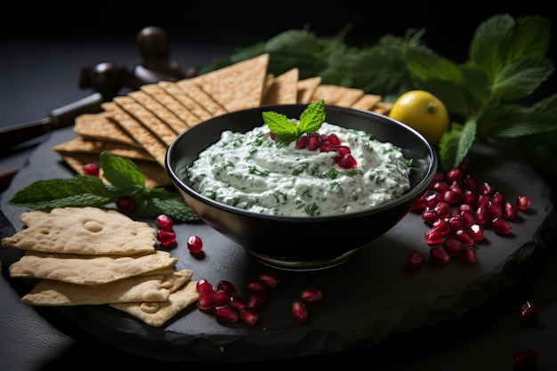 SpinachYogurt Dip With Sizzled Mint christmas