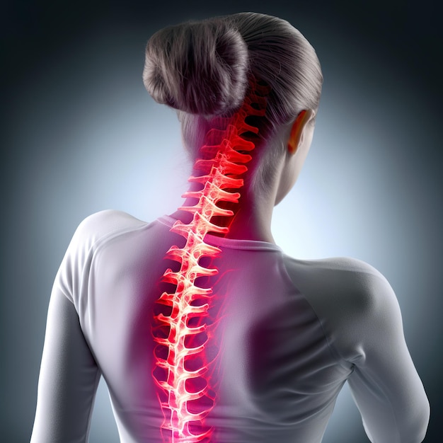 Spinal cord problems on woman's back