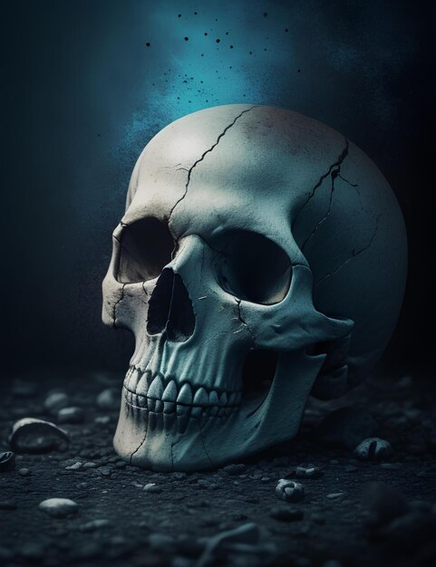 SpineChillingScary Cinematic Skull A Creative and Spooky AIGenerated Image