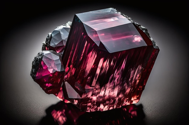 Spinel crystal macro closeup against a black background