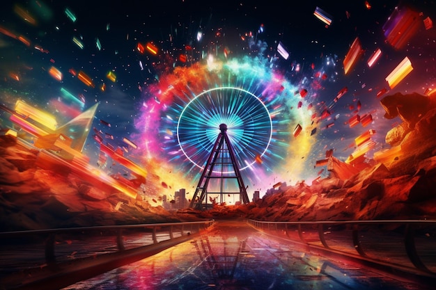 Spinning joy as vibrant colors ignite the night sky