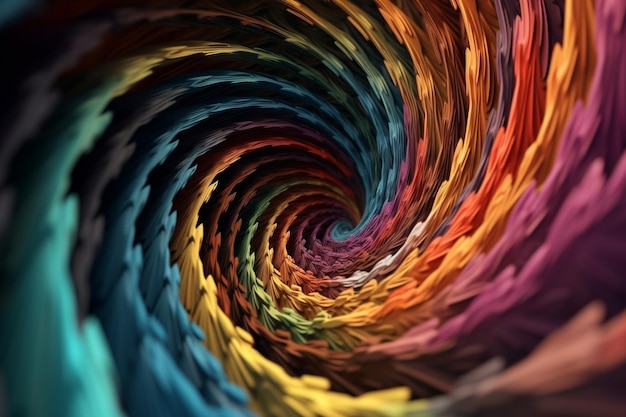 A spiral of colors is shown with a colorful swirl in the center.