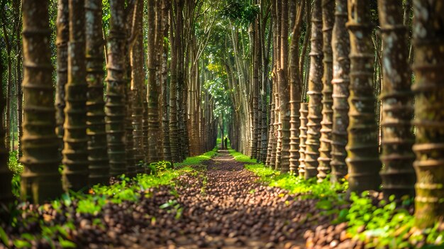 Spiral Cuts on Rubber Trees A Unified Latex Harvest in a Lush Plantation