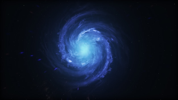 Spiral galaxy, 3D illustration of deep space object.