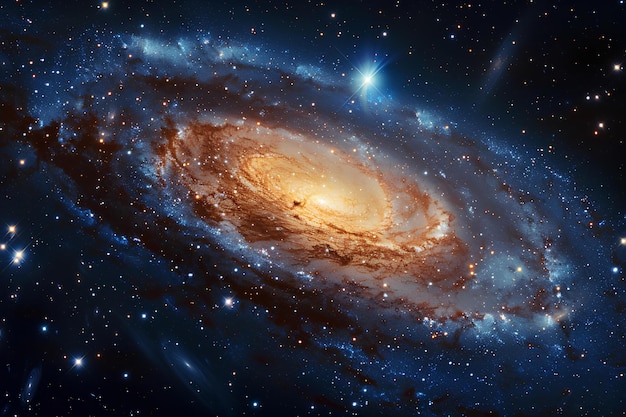 A spiral galaxy with stars in the background