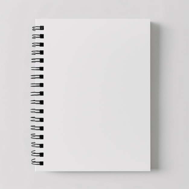 spiral notebook mockup with a blank white cover