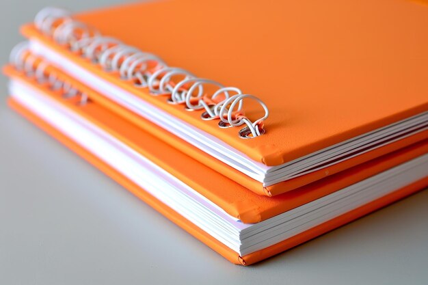 Photo a spiral notebook in orange with a binding generative ai