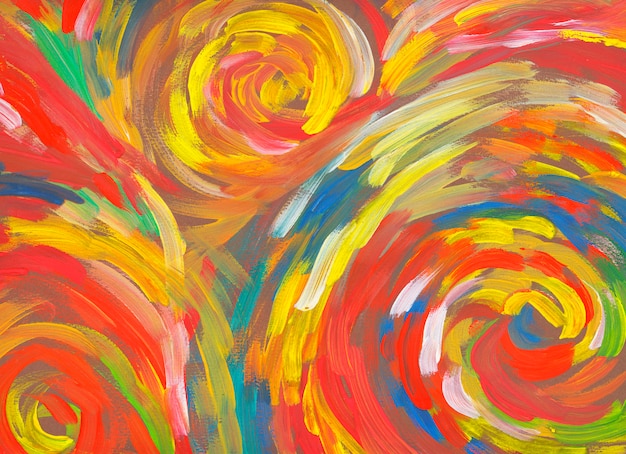 Spiral  red background hand drawn paint abstract art 