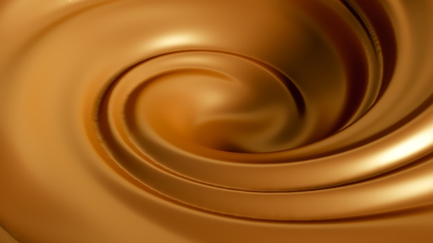 Spiral splash caramel. 3d illustration, 3d rendering.