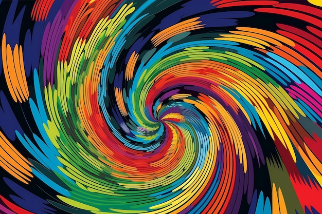 A spiraling vortex of rainbow colors pop art digital art illustration