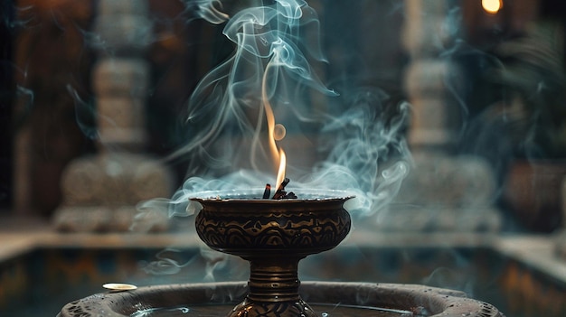 Spirals of Incense Smoke Rising