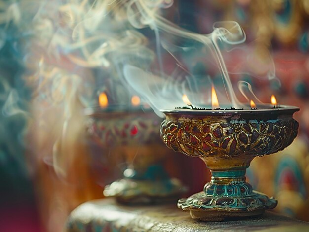 Spirals of Incense Smoke Rising