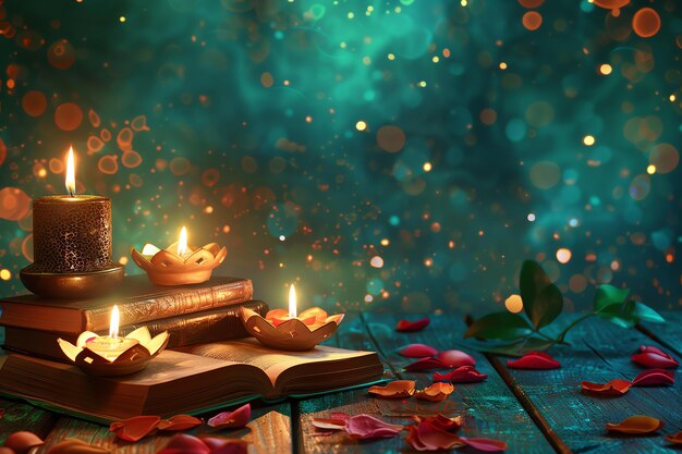 Spiritual books diwali indian background concept