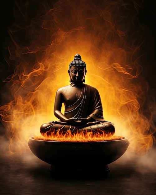 A spiritual Buddhist Buddha statue representing Zen and enlightenment Generative AI