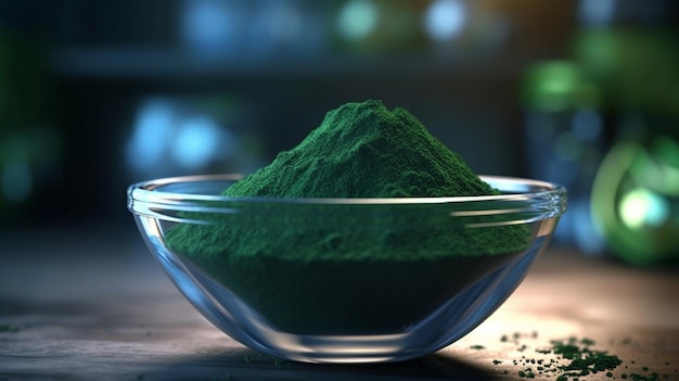 Spirulina in bowl detox aid antioxidant ingredients