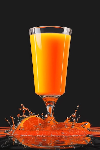 Splash art of a glass of beverage in the black background