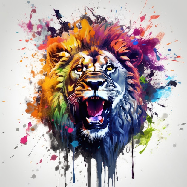 Splash art lion generative ai