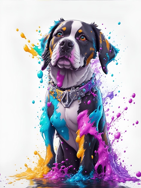 Splash art with dog shape