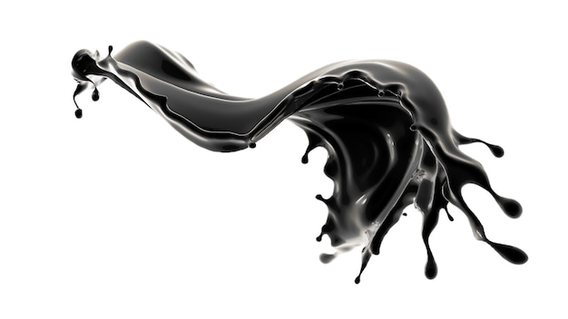 Splash of black liquid. 3d illustration, 3d rendering.