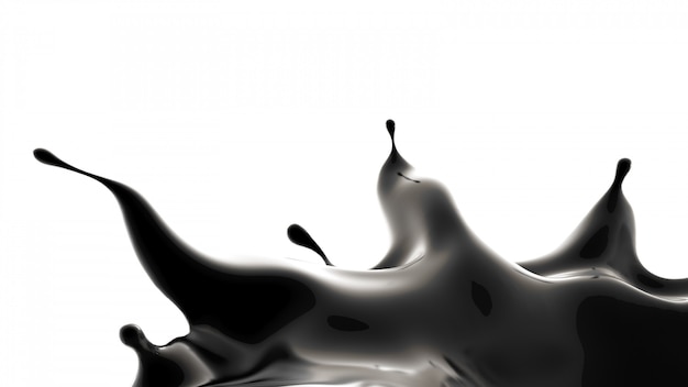 Splash of black liquid. 3d illustration