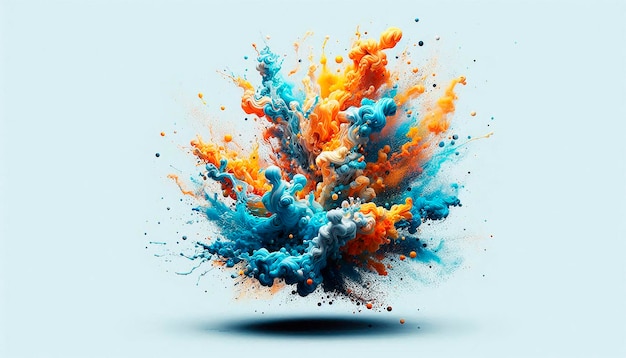 Photo a splash of blue and orange spray is shown in this image