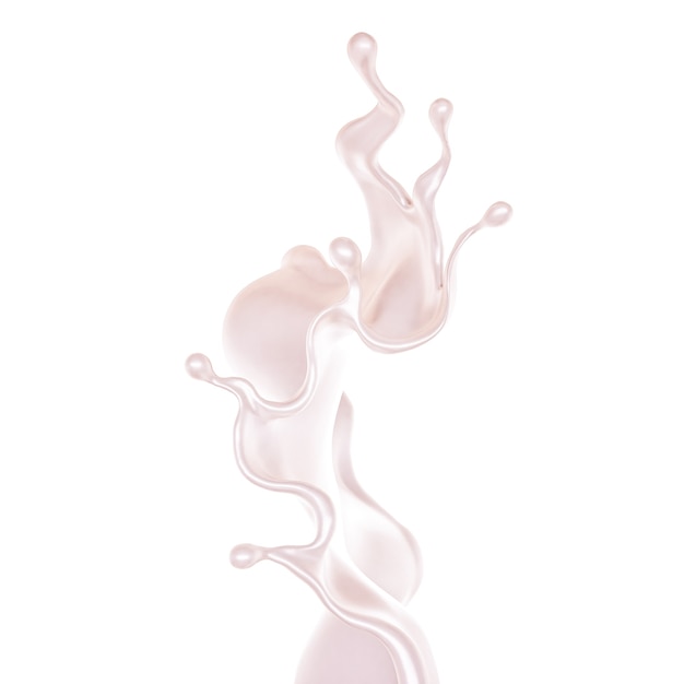 Splash of bright liquid on a white background. 3d illustration, 3d rendering.