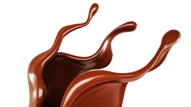 A splash of chocolate. 3d illustration, 3d rendering.