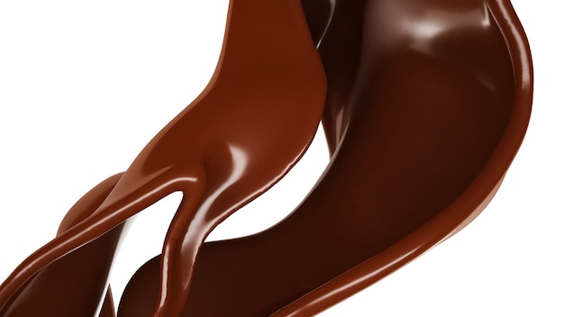 A splash of chocolate. 3d illustration, 3d rendering.