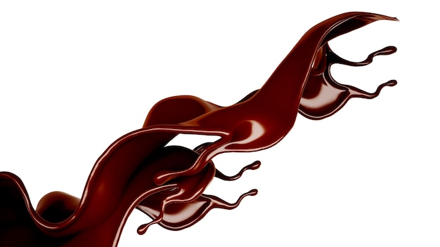 A splash of chocolate. 3d illustration, 3d rendering.