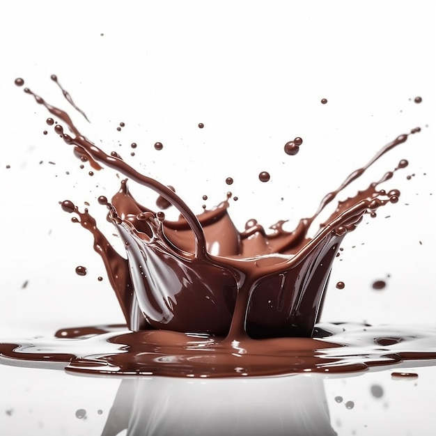 A splash of chocolate is being poured into a glass.