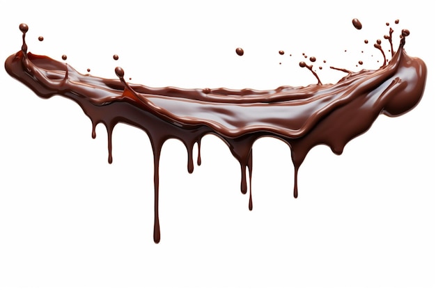 Photo a splash of chocolate on a white background perfect for food and dessert related projects