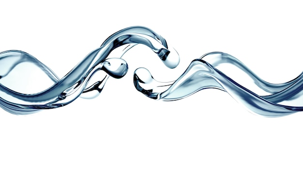 Splash of clear blue liquid, water. 3d illustration, 3d rendering.