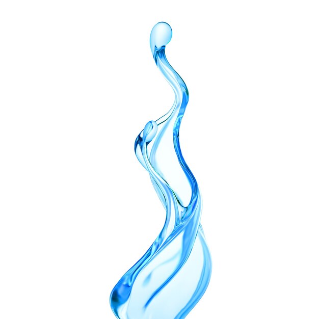 Splash of clear blue liquid, water. 3d illustration, 3d rendering.