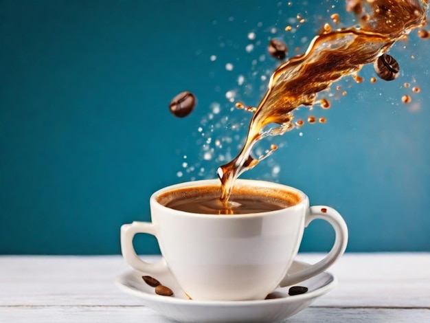 A splash of coffee cup a white background