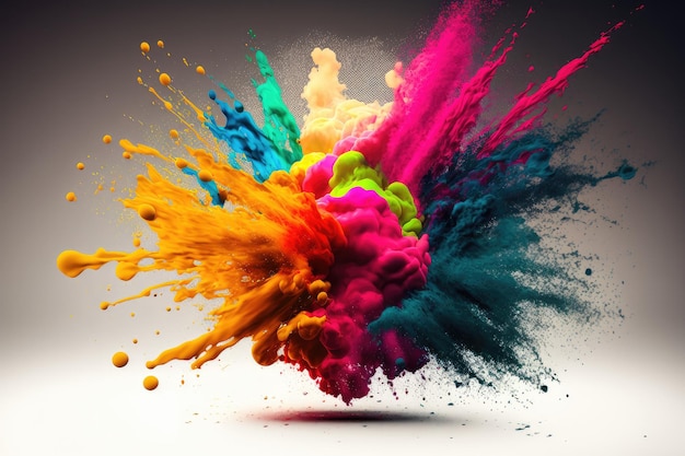 Splash of colored paints on white background Illustrations AI generator