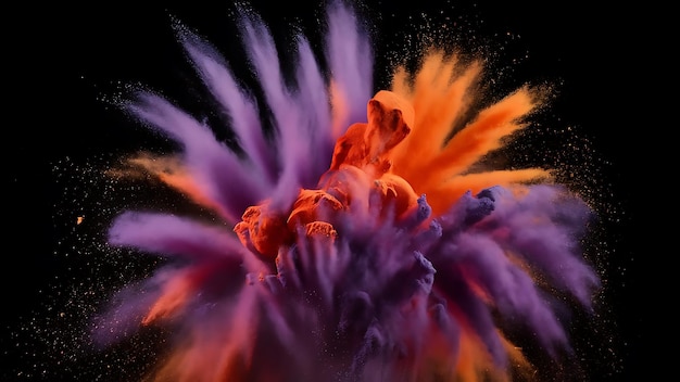 Photo a splash of colored powder is shown with a dark background