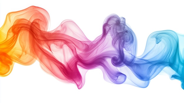 Photo a splash of colorful smoke combined with rainbow ink isolated on a white background