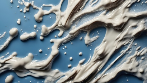 Splash of cream on Blue background